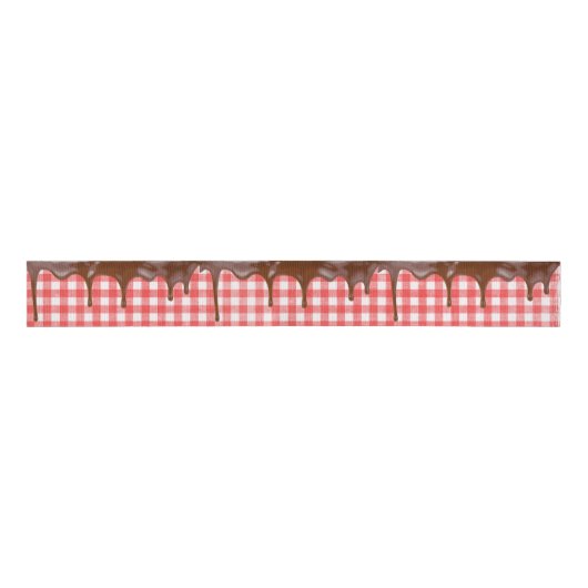 Chocolade Bevroren op Gingham Grosgrain Lint (Voorkant)