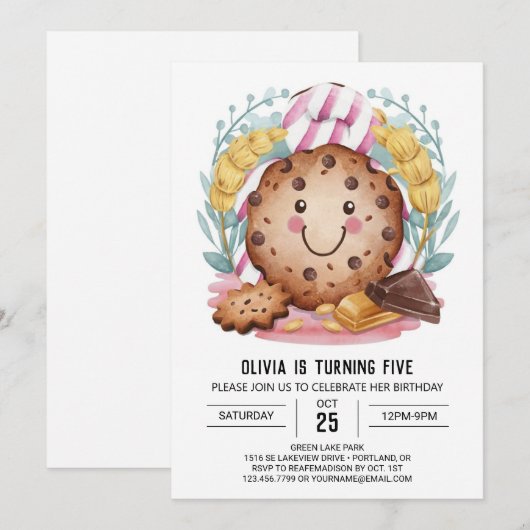 Chocolade bewerkbare leuke koekjes verjaardag kaart (Voorkant / Achterkant)