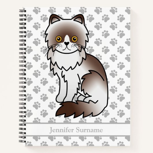 Chocolade Bi-Kleur Perzische Cute Kat & Aangepaste Notitieboek (Voorkant)
