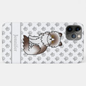 Chocolade Bi-Kleur Perzische Mopshond Cute Cartoon Case-Mate iPhone Case (Achterkant (horizontaal))