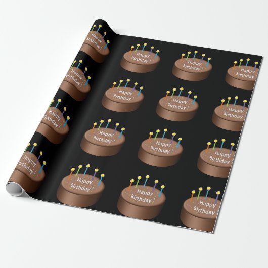 Chocolade Birthday Cake Candles Cadeaupapier (Uitgerold)