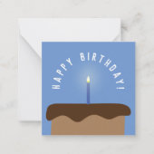 Chocolade Birthday Cake Lit Candle Cornflower Blue Notitiekaartje (Voorkant)