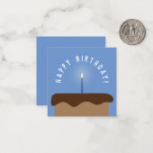 Chocolade Birthday Cake Lit Candle Cornflower Blue Notitiekaartje (Voorkant / Achterkant in situ)