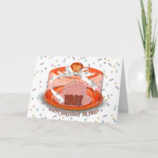 Chocolade Birthday Cupcake Kaart (Voorkant)