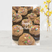 Chocolade Birthday Cupcakes Kaart (Gele Bloem)