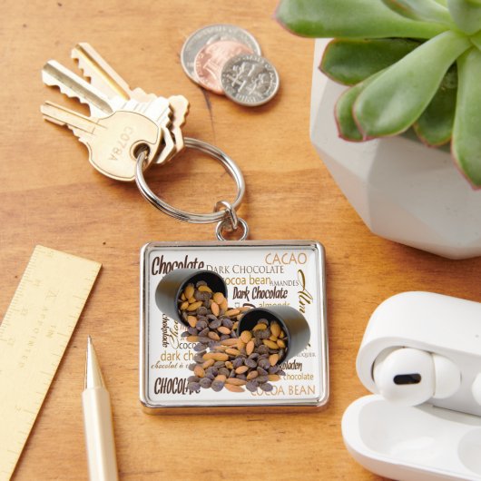 Chocolade Bits en Almonds Close-up foto Sleutelhanger (Bureau)
