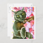 Chocolade Black Cat, Valentijn Hearts Feestdagenkaart (Voorkant / Achterkant)