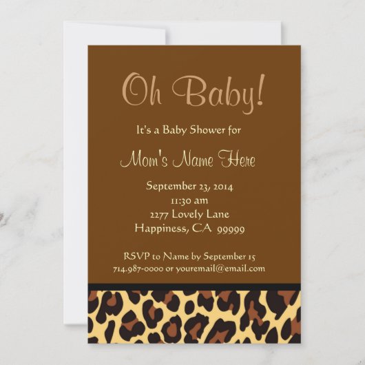 Chocolade Black Gold Leopard Baby shower Kaart (Voorkant)