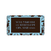 Chocolade Blauw Damask Etiket (Voorkant)