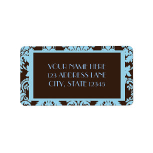 Chocolade Blauw Damask Etiket