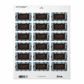 Chocolade Blauw Damask Etiket (Full Sheet)