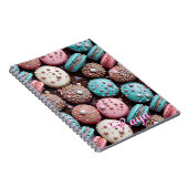 chocolade, blauwe en roze macaron notitieboek (Rechterzijde)