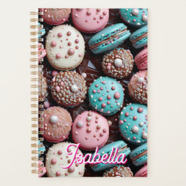  chocolade, blauwe en roze macaron planner