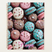 chocolade, blauwe en roze macaron planner (Voorkant)