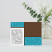 Chocolade/Blauwgroen 2-fotosjabloon Briefkaart (Staand voorkant)