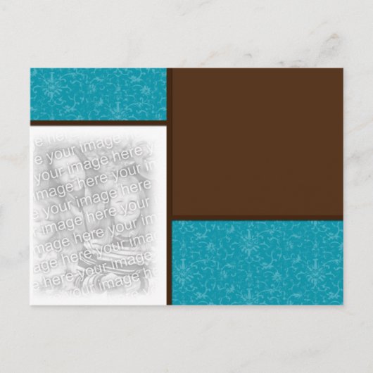 Chocolade/Blauwgroen 2-fotosjabloon Briefkaart (Voorkant)