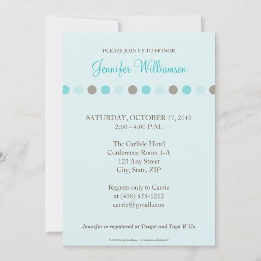 Chocolade Blauwgroen Stippen Baby shower Kaart (Achterkant)