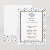 Chocolade & Blue Dot Baby Boy Shower Invitation Kaart (Voorkant / Achterkant)