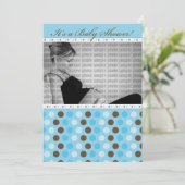 Chocolade Blue Stippen Baby shower Kaart (Staand voorkant)