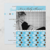 Chocolade Blue Stippen Baby shower Kaart (Voorkant / Achterkant)