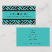 Chocolade Blue Zebra Print Visitekaartje (Voorkant / Achterkant)