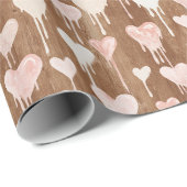 Chocolade Blush Roze Crème Harten Valentijnsdag Cadeaupapier (Rol Hoek)