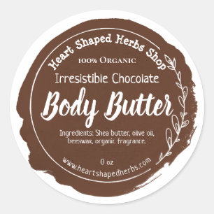 Chocolade Body Butter Label Handgemaakt