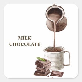 Chocolade Boeket Frame Vierkante Sticker