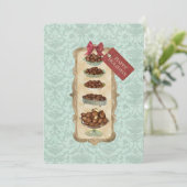  chocolade bon-bons damask Christmas Feestdagenkaart (Staand voorkant)