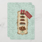  chocolade bon-bons damask Christmas Feestdagenkaart (Voorkant / Achterkant)