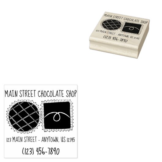 Chocolade Bon Snoep Winkeladres Chocolatier Rubberstempel (Gestempeld)