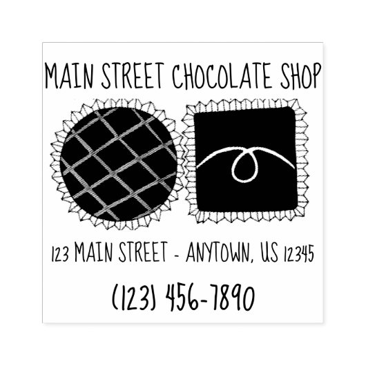 Chocolade Bon Snoep Winkeladres Chocolatier Rubberstempel (Afrduk)