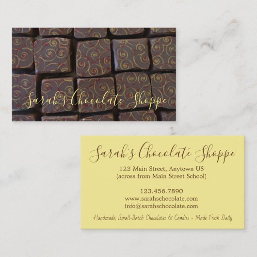 Chocolade Bonbon Chocolatier Snoep Winkelsnoer Visitekaartje (Voorkant / Achterkant)