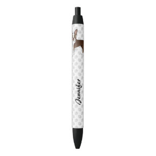 Chocolade Boston Terrier Schattige Cartoon Hond & Zwarte Inkt Pen