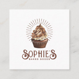 Chocolade Brown Baker Bakery Cupcake Logo Vierkante Visitekaartje