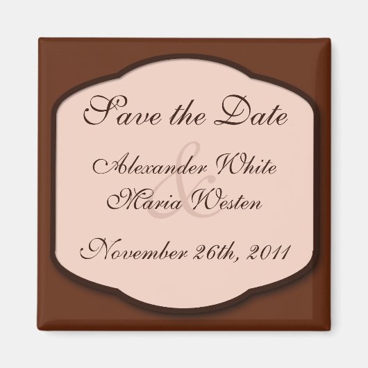 Chocolade Brown & Beige Save the Date Magnet (Voorkant)