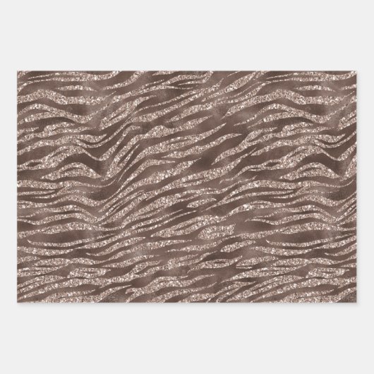 Chocolade Brown Black Zebra Print        Inpakpapier Vel (Voorkant 3)