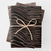 Chocolade Brown Black Zebra Print        Inpakpapier Vel (In situ)