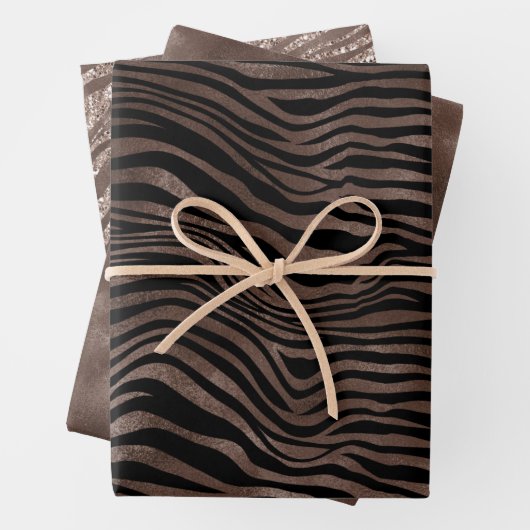 Chocolade Brown Black Zebra Print        Inpakpapier Vel (In situ)