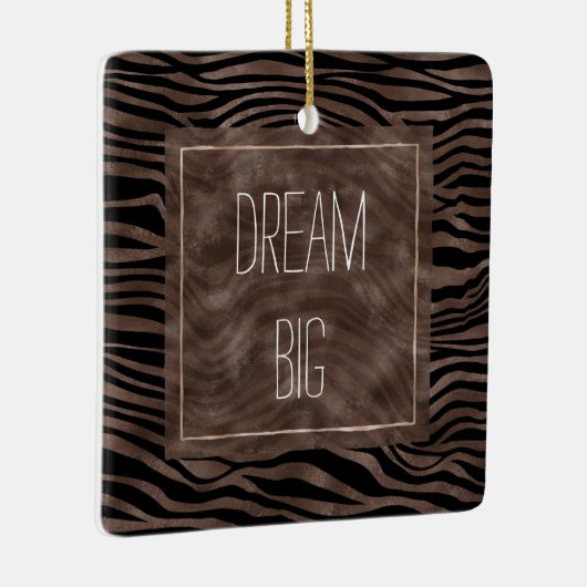 Chocolade Brown Black Zebra Print Keramisch Ornament (Rechts)
