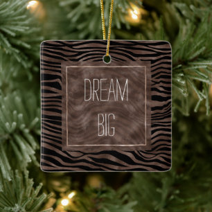 Chocolade Brown Black Zebra Print Keramisch Ornament