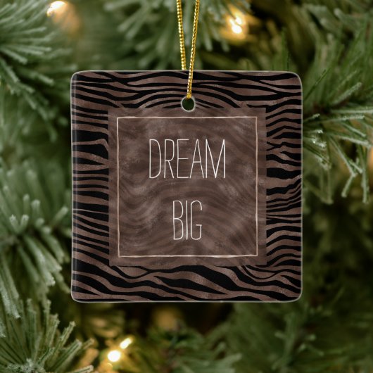 Chocolade Brown Black Zebra Print Keramisch Ornament (Boom)