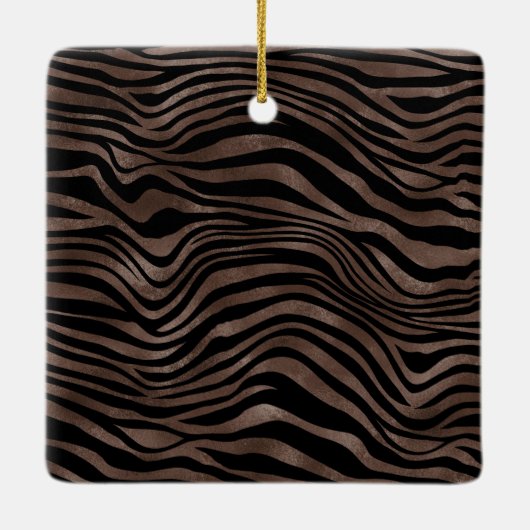 Chocolade Brown Black Zebra Print Keramisch Ornament (Achterkant)