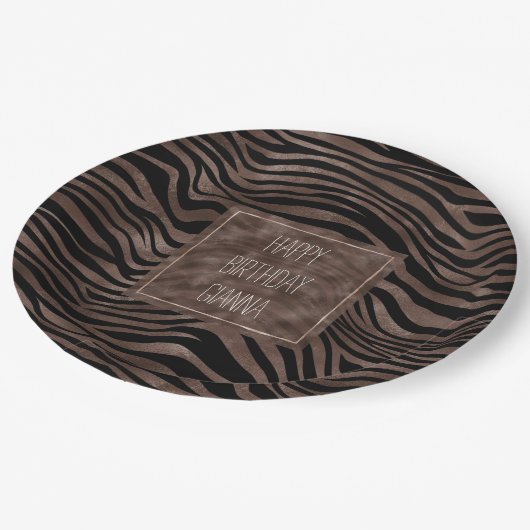 Chocolade Brown Black Zebra Print      Papieren Bordje (Gekanteld)