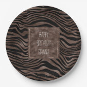 Chocolade Brown Black Zebra Print      Papieren Bordje (Voorkant)