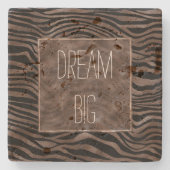 Chocolade Brown Black Zebra Print Stenen Onderzetter (Voorkant)