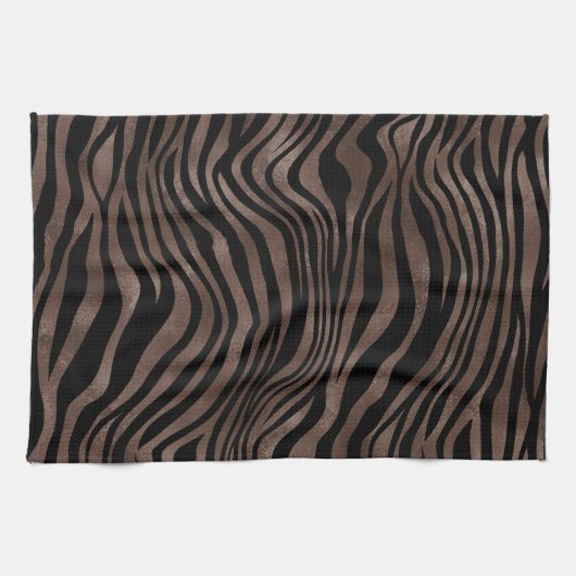 Chocolade Brown Black Zebra Print Theedoek (Horizontaal)