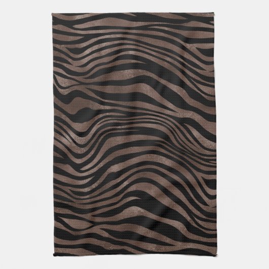 Chocolade Brown Black Zebra Print Theedoek (Verticaal)