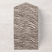 Chocolade Brown Cream Blush Zebra Glitter All In One Uitnodiging (Buitenkant)