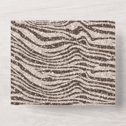Chocolade Brown Cream Blush Zebra Glitter All In One Uitnodiging (Achterkant)